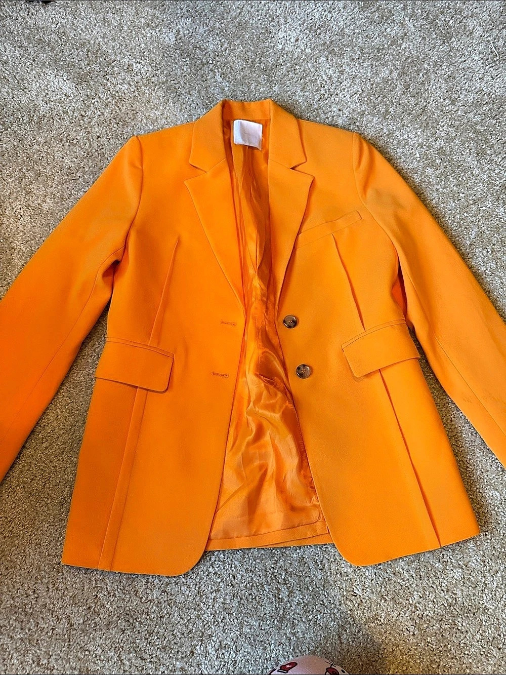 Mango Orange Blazer with Gold-Tone Buttons